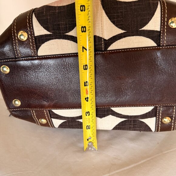 Coach Signature Linen Tote – Brown & Tan, 12"H x 10"W x 9"D - Picture 13 of 13